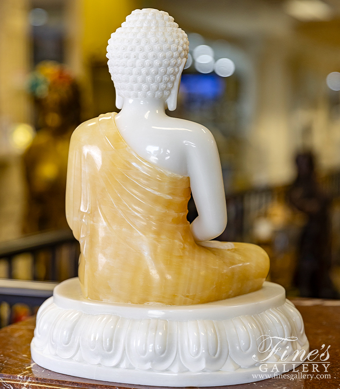 Marble Statues  - 15 Inch Marble And Onyx Buddha Statue  - MS-1436